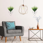 2 Pieces Wall Decor Hanging Planters with Artificial Plants Metal Hanging Vase Indoor Plants Holder Modern Boho Wall Art for Bathroom Bedroom Living Room Decor(Silver,Aquatic Plant)