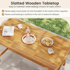 Tangkula 7 Piece Patio Dining Set for 6 People, 63” Outdoor Rectangular Acacia Wood Table with 1.97” Umbrella Hole & 6 Armchairs with Padded Seat Cushions, for Deck Yard and Poolside