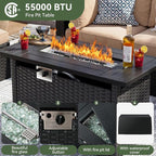 Aoxun 15 Piece Patio Furniture Set with 44” Fire Pit Table Wicker Rattan Patio Sectional Sofa Set Outdoor Seating Furniture with Thickened Cushion, Beige
