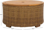 SAFAVIEH Couture Collection – Anguilla Faux Wicker Indoor/Outdoor Storage Coffee Table, Fully Assembled, Natural Brown Patio Accent Table with Removable Wood Top (CPT2103A)