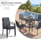 VICLLAX 5 Pieces Patio Dining Set, Outdoor Furniture Set Includes 41.2" Round Patio Table and 4 Patio Sling Chairs, Grey Tabletop and Dark Grey Fabric