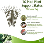 Stackable Plant Support Stakes, Indoor & Outdoor Houseplant Stem Support, Garden Accessories, Durable Trellis Alternative for Climbing & Potted Plants - Moonstone, 10 Pack, 17" L