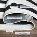 Outdoor Rug in Black and White Stripes, 2 x 3 ft Polyester