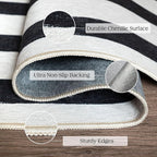 Outdoor Rug in Black and White Stripes, 2 x 3 ft Polyester