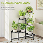 6 Tier Plant Stand Indoor, Tiered Plant Stand Outdoor for Multiple Plants, Corner Plant Shelf for Patio Balcony Porch Garden Living Room House, Black