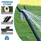 PNAEUT Double Hammocks with Stand for Outside, Portable Space Saving Heavy-Duty Steel Stand for Indoor Outdoor Patio, 450 lbs Capacity (Tropical)
