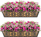 2 Pack 30 Inch Window Boxes Planters Railing Planter Box with Adjustable Brackets & Coco Liners Fabric Plant Grow Bags Deck Railing Planter Boxes Balcony Hanging Flower Box for Outdoor Plants
