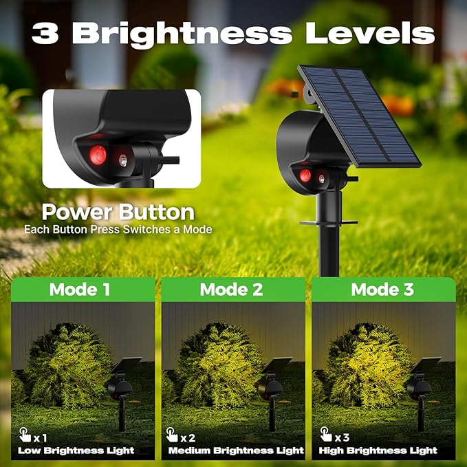 nipify 12 Pack Solar Spot Lights Outdoor Waterproof with 3 Modes, Solar Spotlight Light for Outside Yard Landscape Lighting Pathway Lights Wall,Warm White