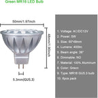 ALIDE MR16 Green Led Bulbs 5W 12V,Replace 20W 35W 50W Halogen,Low Voltage GU5.3 MR16 Led Green Bulb for Halloween Christmas Outdoor Landscape Yard Tree Lighting,Not Dimmable,38 Deg,6 Pack