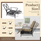 Oakcloud Adjustable Outdoor Lounge Chair Metal Patio Relaxing Recliner Chair Set with Bistro Table and Removable Cushions(Brown)