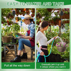 1 Pack Heavy Duty Retractable Plant Hangers, Adjustable Pull-Down Pulleys with 63" Stainless Steel Rope, Double Hooks for Hanging Plants, Bird Feeders, Planters & Pots, Indoor & Outdoor Use