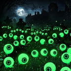BrizLabs 6 Pack 36 LED Halloween Solar Eyeball Lights, 2 Modes Outdoor Halloween Pathway Lights, Green Solar Walkway Light Waterproof, Green Swaying Firefly Light for Outside Path Yard Garden Lawn