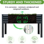 48×24×30in Galvanized Raised Garden Bed,Metal Elevated Planter Box with Legs for Patio,Balcony,Backyard,300lb Capacity,Black