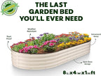 Plant & Plot Galvanized Raised Garden Beds Outdoor // 8×4×1 ft (2-Pack) Planter Raised Beds for Gardening, Vegetables, Flowers // Large Metal Garden Box // Patented Tool-Free Design (White)