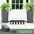 Set of 2 Tall Planters with Drainage Tray, 24 Inch Large Flower Pots for Indoor Outdoor Plants Mordern Planter Weather-Resistant for Patio, Front Door Decor, Garden (Gray)