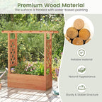 Giantex Raised Garden Bed with 2-Sided Trellis & Hanging Roof, Fir Wood Planter Box w/Drainage Holes, Freestanding Garden Planter for Flowers Herbs Climbing Vines (43"x15"x45")