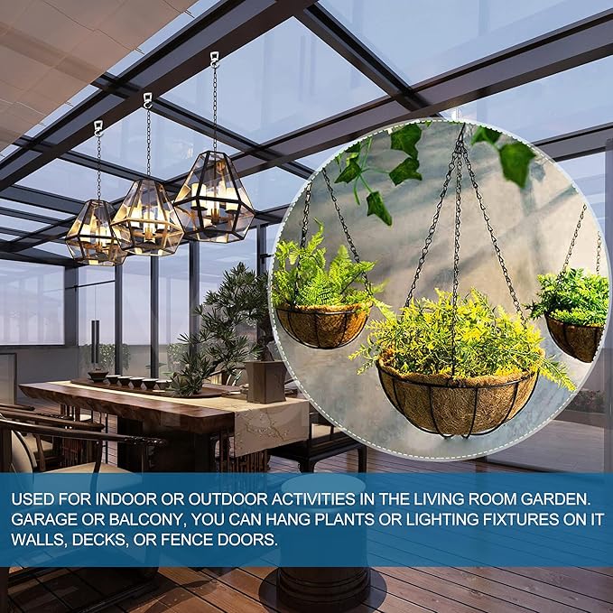ONIKK Ceiling Hooks for Hanging Plants (6 PCS White), Heavy Duty Metal Plant Hooks, Screw in Hooks for Hanging Birdfeeders, Lamps, Planters, Indoor Outdoor Wall Baskets Hooks up to 33 lbs