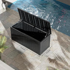 TARKARI 270 Gallon Lockable Resin Deck Box, Waterproof & UV-Resistant Outdoor Storage Box for Outdoor Cushion Storage, Garden Tools & Pool Accessories Storage, Black