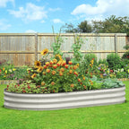 Galvanized Raised Garden Bed 8x4x1 FT, Oval Metal Raised Garden Bed Outdoor Planter Box with Open Bottom, Rust-Resistant Steel Garden Bed for Vegetables Herbs Flowers, Easy Assembly