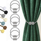 Hion Magnetic Curtain Tiebacks Grey 6 Pack, Curtain Tiebacks Buckles Holdbacks Holders Hooks Clip for Home Bedroom Office Decorative Thick or Thin Curtain