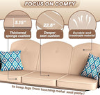 3 Seat Outdoor Porch Patio Swing with Stand 800lbs 2-in-1 Convertible Swing Bed with Adjustable Canopy & Removable Cushion for Yard Garden Deck (Khaki, Square Tube)