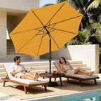 MEWAY 9ft Patio Umbrella Outdoor Table Umbrellas with Push Button Tilt and Crank, Market Umbrella 8 Sturdy Ribs for Deck, Garden, Pool and Backyard, Sun Orange