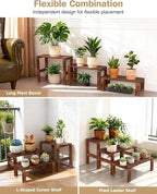 3 Tiered Wooden Plant Stand Shelf Indoor Outdoor,Corner Small Flower Pot Stand ,Rustic Narrow Low Short Plants Holder Rack for Tall Plants Succulent in Patio Livingroom Balcony Window Sill Table Desk