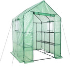 Aoodor Walk-in Greenhouse with 8 Shelves, 4.7 × 4.7 × 6.4 ft Outdoor Garden Plant House with PE Cover for Growing Vegetables, Flowers, Herbs