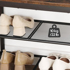 HOOBRO Shoe Bench, 3-Tier Shoe Rack, Industrial Shoe Organizer Storage Bench, 19.7 inches Entry Bench with Mesh Shelves, for Entryway, Living Room, Hallway, Easy Assembly, Rustic Brown BF50HX01