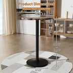 Flamaker Round Bistro Pub Table 23.6 Inch Height Adjustable 360° Swivel Bar Table Metal Base for Pub, Dining Room, Party (1, Marble-Black)