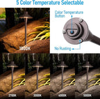 LEONLITE Update 5CCT Low Voltage Pathway Lights, 12-24V LED Landscape Path Light, 1800/2700/3000/4000/5000K, CRI90, IP65 Waterproof Landscape Lighting, Aluminum Housing, Oil Rubbed Bronze, Pack of 6