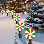 Ultimate Unicorn Christmas Lollipop Pathway Lights for Garden Christmas Decoration Red and Green, 10 LED Peppermint String Lights with Stakes for Outdoor Sidewalk Pathway Rooftop Lawn Garden