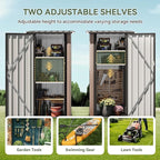 Aoxun Outdoor Storage Shed with Floor - Vertical Cabinet with 2 Adjustable Shelves & Lockable Doors, Waterproof Small Tool Shed, for Backyard Garden Patio Lawn Indoor, Brown