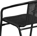 Flash Furniture Lila Modern Rattan Indoor/Outdoor Stackable Dining Chairs, Stacking Rattan Bistro Chairs for Patio or Restaurant, Set of 4, Black