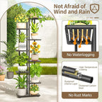 LASZOLA 7 Tier Plant Stand Indoors Outdoors for Large Heavy Duty Planter, Black Metal Tall Flower Holder Rack with Multiple Shelf for Modern Patio Corner, Vertical Organizer, Weather Resistant Bracket
