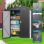 Gizoon Outdoor Storage Shed 6 x 4 FT, Galvanized Metal Garden Shed - Image 6