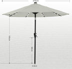 ABCCANOPY Durable Solar Led Patio Umbrellas with 32LED Lights 9FT (Light Beige)