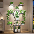 Elbourn Plant Stand Indoor with Grow Lights - 60" Tall Metal Plant Shelf for Multiple Plants, 8 Tiered Corner Plant Stands for Indoor Plants, X - Shaped Decorative Rack for Home, Living Room & Patio Decor (Black)