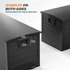 VINGLI 75 Gallon Collapsible Outdoor Storage Box, Simple-to-assemble Plastic Storage Containers with Lid, Patio Deck Box Furniture for Garden, Pool, Balcony, Yard (Full Black)