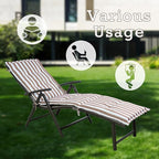 Kozyard Cozy Aluminum Reclining Lounge Chair - Perfect for Beach, Yard, Pool, and Patio Outdoor Chaise Lounge with Drink Holder, Weather Free Adjustable Assemble Free Beige Strip