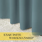 NICETOWN Patio Blackout Curtain Panels - Extra Wide Sliding Door Thermal Insulated Drape, Privacy Room Divider Curtain for Bedroom Office (Greyish Blue, 66 x 118 Inch Long)
