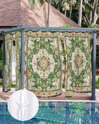Ombre Green Boho Outdoor Curtains for Patio Waterproof, Grommet Privacy Curtain Drapes Weatherproof Outside Curtains for Porch GazeboPergola Cabana 1 Panel 54x95inch Vintage Ethnic Tribal Geometric
