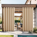 NICETOWN 2 Panels Outdoor Curtains Extra Wide Waterproof & Windproof, Rustproof Top & Bottom Grommet Thermal Insulated Weighted Blackout Heat & Voice Reducing for Patio, W84 x L84, Biscotti Beige
