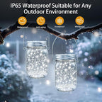 String Lights, 12 Pack Solar Mason Jar Lid Lights in Cool White