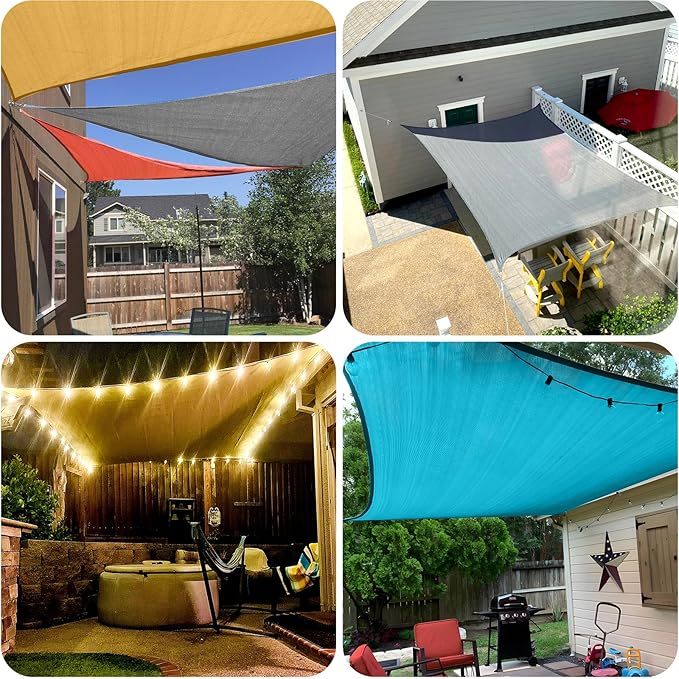 SUNLAX Sun Shade Sail 11' x 15' Butter Cream Rectangle Canopy Sail Shade Cover UV Block Permeable Sunshade Outdoor for Patio Backyard Deck Pergola (We Make Custom Size)