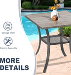 VICLLAX Patio Dining Table, Square Table Metal Outdoor Bistro Table - Image 5