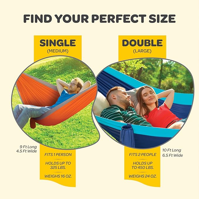 Durable Hammock 500 lb Capacity, Nylon Camping Hammock Chair - Double or Single Sizes w/Tree Straps and Attached Carry Bag - for Travel/Backpacking/Beach/Backyard (Large, Dark Grey & Dusty Pink)