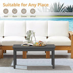 LUE BONA Outdoor Coffee Table Rectangle, HDPS Patio Coffee Tables for Outside, All Weather Patio Coffee Table with Slatted Tabletop for Deck, Garden, Balcony, Indoor or Outdoor Use, Dark Gray