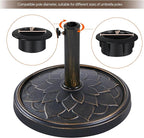 Yaheetech 18'' Patio Umbrella Base 26.5lbs Heavy Duty Antiqued Outdoor Market Umbrella Stand All-Weather Resin Umbrella Base for Garden & Yard, Bronze