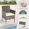 Bistro Set PE Rattan Patio Furniture, 4 Pieces in Gray and Khaki